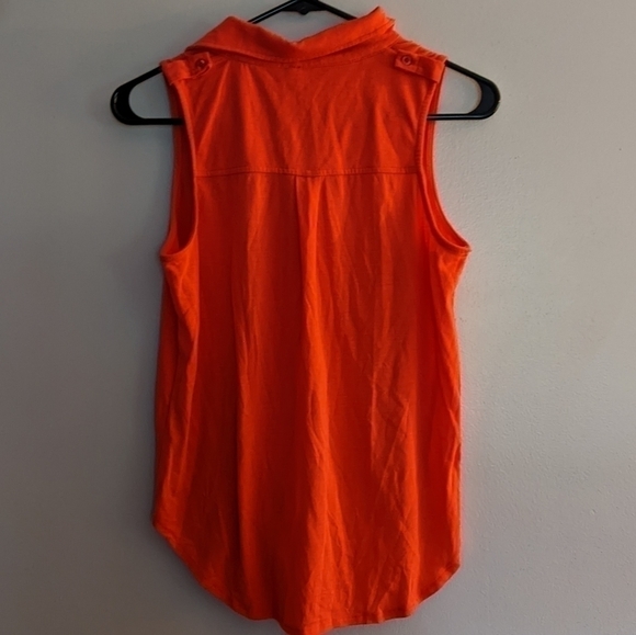 𝅺POOF Knot Tie Hem Tank Top Small Coral - Picture 4 of 4